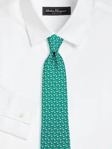 FERRAGAMO Men's Vanda Silk Fish Ball Tie - Green | Thumbnail 2 FERRAGAMO Men's Vanda Silk Fish Ball Tie - Green | Thumbnail 2