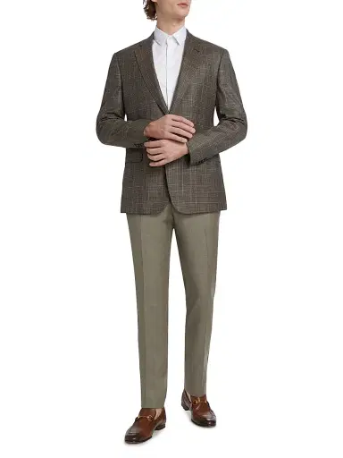 Giorgio Armani Men's Plaid Wool Two-Button Sport Coat - Brown | Thumbnail 2 Giorgio Armani Men's Plaid Wool Two-Button Sport Coat - Brown | Thumbnail 2
