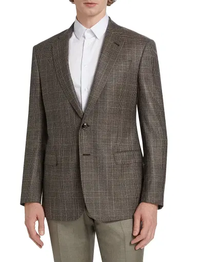 Giorgio Armani Men's Plaid Wool Two-Button Sport Coat - Brown | Thumbnail 3 Giorgio Armani Men's Plaid Wool Two-Button Sport Coat - Brown | Thumbnail 3