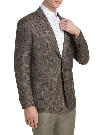 Giorgio Armani Men's Plaid Wool Two-Button Sport Coat - Brown | Thumbnail 4 Giorgio Armani Men's Plaid Wool Two-Button Sport Coat - Brown | Thumbnail 4