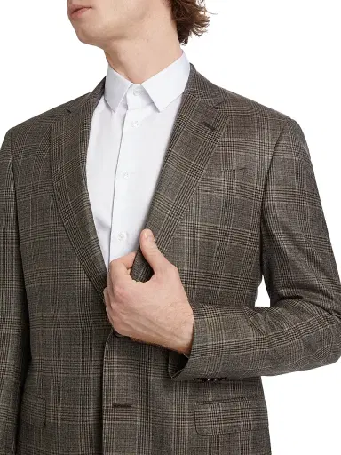 Giorgio Armani Men's Plaid Wool Two-Button Sport Coat - Brown | Thumbnail 6 Giorgio Armani Men's Plaid Wool Two-Button Sport Coat - Brown | Thumbnail 6