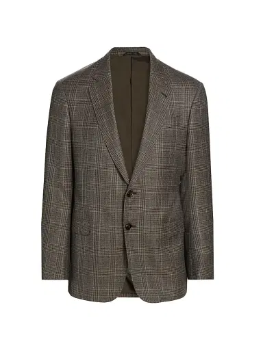 Giorgio Armani Men's Plaid Wool Two-Button Sport Coat - Brown | Thumbnail 1 Giorgio Armani Men's Plaid Wool Two-Button Sport Coat - Brown | Thumbnail 1