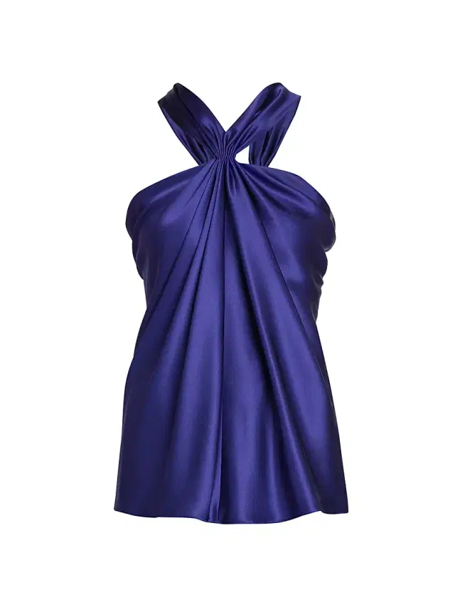Giorgio Armani Women's Halterneck Silk Blouse - Amethyst