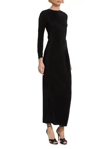 Giorgio Armani Women's Embellished Pleated Jersey Gown - Black - Size 4 | Thumbnail 4 Giorgio Armani Women's Embellished Pleated Jersey Gown - Black - Size 4 | Thumbnail 4