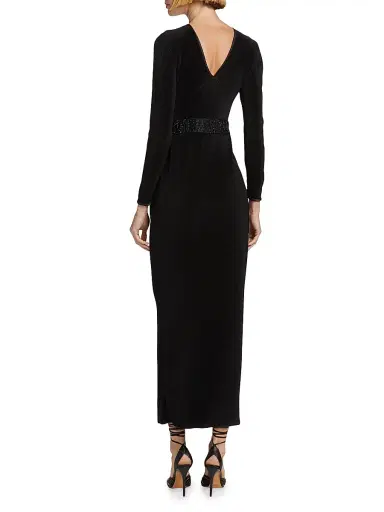 Giorgio Armani Women's Embellished Pleated Jersey Gown - Black - Size 4 | Thumbnail 5 Giorgio Armani Women's Embellished Pleated Jersey Gown - Black - Size 4 | Thumbnail 5