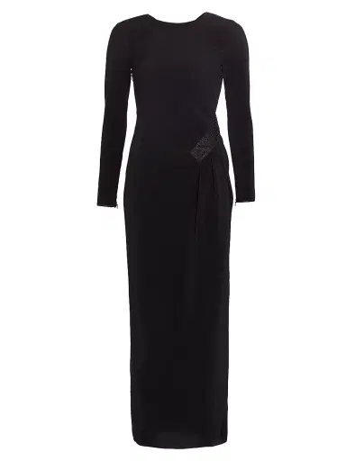 Giorgio Armani Women's Embellished Pleated Jersey Gown - Black - Size 4 | Thumbnail 1 Giorgio Armani Women's Embellished Pleated Jersey Gown - Black - Size 4 | Thumbnail 1