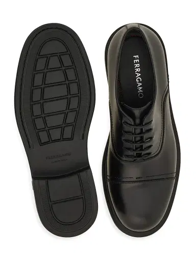 FERRAGAMO Men's Camden Leather Lace-Up Shoes - Nero | Thumbnail 4 FERRAGAMO Men's Camden Leather Lace-Up Shoes - Nero | Thumbnail 4