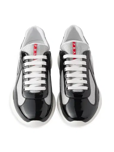Prada Men's Patent Leather and Technical Fabric America's Cup Sneakers - Black Multi - Size 6.5 | Thumbnail 4 Prada Men's Patent Leather and Technical Fabric America's Cup Sneakers - Black Multi - Size 6.5 | Thumbnail 4