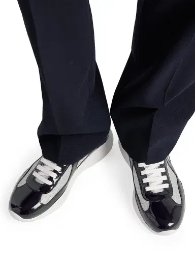 Prada Men's Patent Leather and Technical Fabric America's Cup Sneakers - Black Multi - Size 6.5 | Thumbnail 6 Prada Men's Patent Leather and Technical Fabric America's Cup Sneakers - Black Multi - Size 6.5 | Thumbnail 6