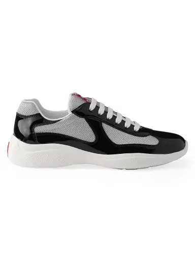 Prada Men's Patent Leather and Technical Fabric America's Cup Sneakers - Black Multi - Size 6.5 | Thumbnail 1 Prada Men's Patent Leather and Technical Fabric America's Cup Sneakers - Black Multi - Size 6.5 | Thumbnail 1