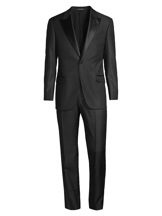 Men's Tailored Wool-Blend Tuxedo - Black