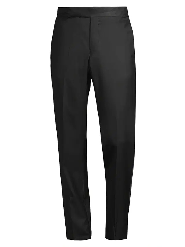Men's Wool Tuxedo Pants - Black