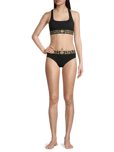 Versace Women's Greek Key Bikini-Cut Panty - Black - Size Medium | Thumbnail 2