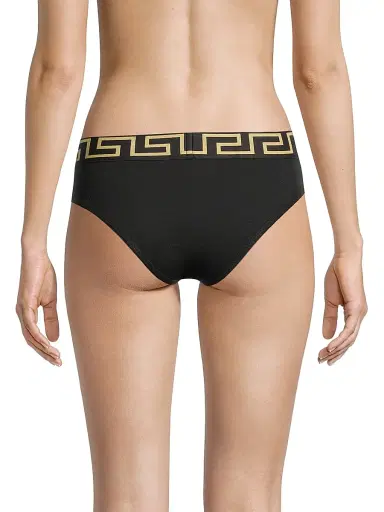 Versace Women's Greek Key Bikini-Cut Panty - Black - Size Medium | Thumbnail 5