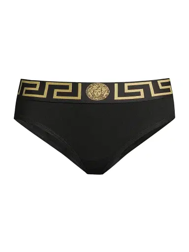 Versace Women's Greek Key Bikini-Cut Panty - Black - Size Medium | Thumbnail 1