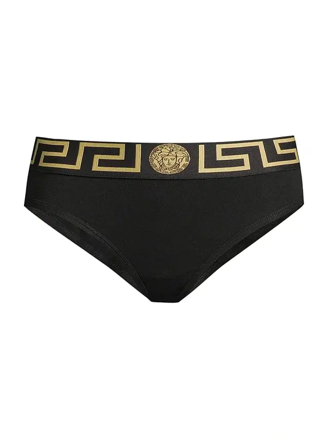Versace Women's Greek Key Bikini-Cut Panty - Black