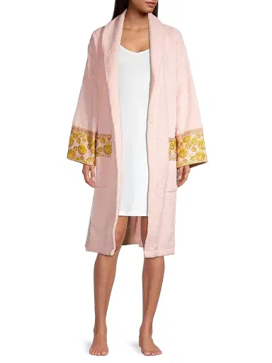 Versace Women's Medusa Logo Plush Bathrobe - Pink Gold | Thumbnail 2 Versace Women's Medusa Logo Plush Bathrobe - Pink Gold | Thumbnail 2