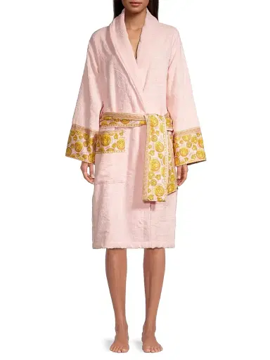 Versace Women's Medusa Logo Plush Bathrobe - Pink Gold | Thumbnail 3 Versace Women's Medusa Logo Plush Bathrobe - Pink Gold | Thumbnail 3