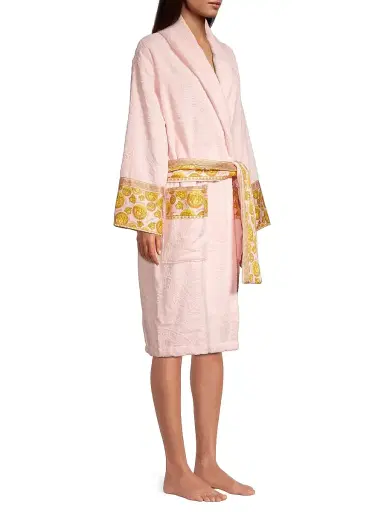 Versace Women's Medusa Logo Plush Bathrobe - Pink Gold | Thumbnail 4 Versace Women's Medusa Logo Plush Bathrobe - Pink Gold | Thumbnail 4
