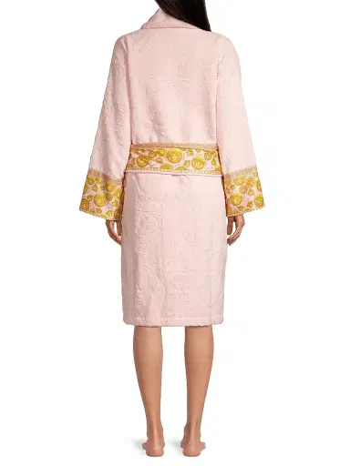 Versace Women's Medusa Logo Plush Bathrobe - Pink Gold | Thumbnail 5 Versace Women's Medusa Logo Plush Bathrobe - Pink Gold | Thumbnail 5