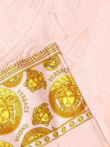 Versace Women's Medusa Logo Plush Bathrobe - Pink Gold | Thumbnail 6 Versace Women's Medusa Logo Plush Bathrobe - Pink Gold | Thumbnail 6