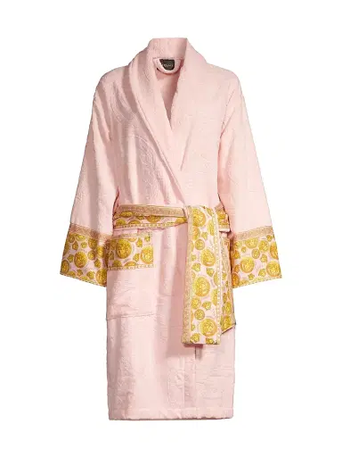 Versace Women's Medusa Logo Plush Bathrobe - Pink Gold | Thumbnail 1 Versace Women's Medusa Logo Plush Bathrobe - Pink Gold | Thumbnail 1
