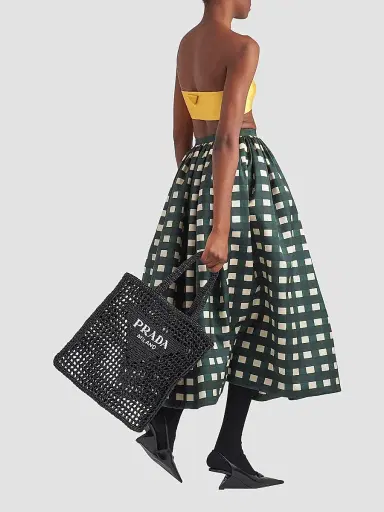 Prada Women's Large Crochet Tote Bag - Black | Thumbnail 2