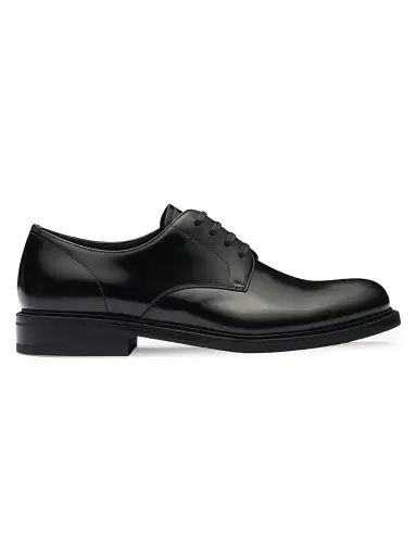 Prada Men's Brushed Leather Lace-Up Shoes - Black - Size 11 | Thumbnail 1 Prada Men's Brushed Leather Lace-Up Shoes - Black - Size 11 | Thumbnail 1