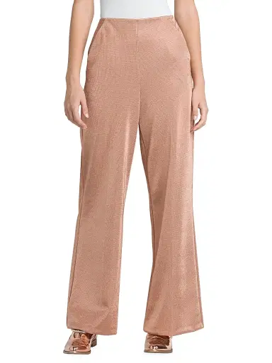 Giorgio Armani Women's Metallic Bonded Jersey Flare Trousers - Pink Gold - Size 4 | Thumbnail 3