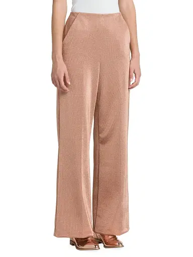 Giorgio Armani Women's Metallic Bonded Jersey Flare Trousers - Pink Gold - Size 4 | Thumbnail 4