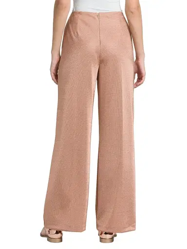 Giorgio Armani Women's Metallic Bonded Jersey Flare Trousers - Pink Gold - Size 4 | Thumbnail 5