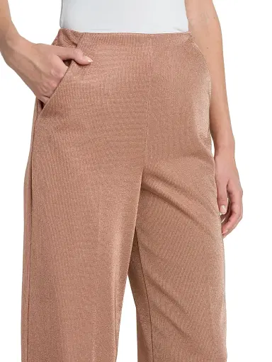Giorgio Armani Women's Metallic Bonded Jersey Flare Trousers - Pink Gold - Size 4 | Thumbnail 6