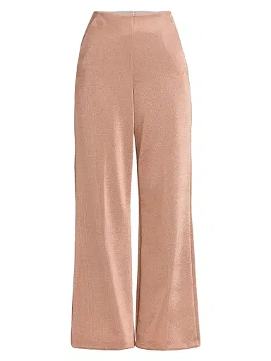 Giorgio Armani Women's Metallic Bonded Jersey Flare Trousers - Pink Gold - Size 4 | Thumbnail 1