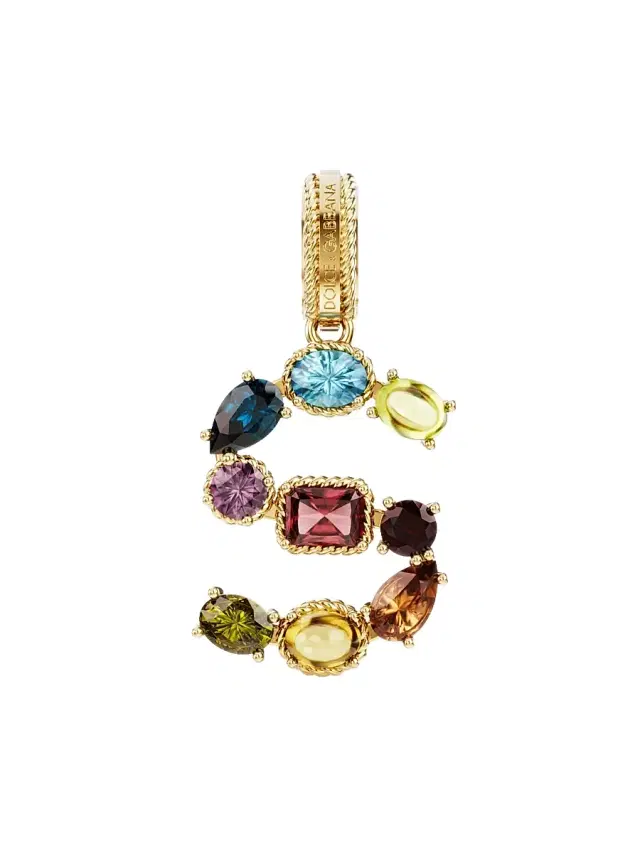 Women's Rainbow Alphabet 18K Yellow Gold & Multi Gemstone Initial Charm