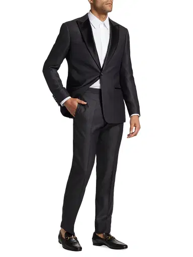 Emporio Armani Men's Textured Wool-Silk Tuxedo - Grey | Thumbnail 2
