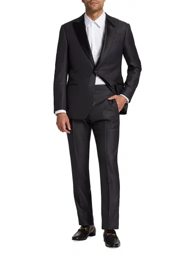 Emporio Armani Men's Textured Wool-Silk Tuxedo - Grey | Thumbnail 3