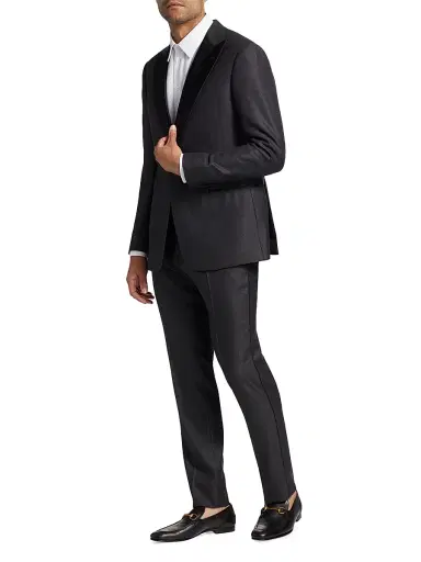 Emporio Armani Men's Textured Wool-Silk Tuxedo - Grey | Thumbnail 4