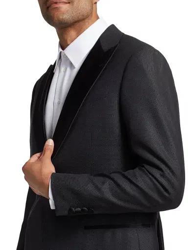 Emporio Armani Men's Textured Wool-Silk Tuxedo - Grey | Thumbnail 6