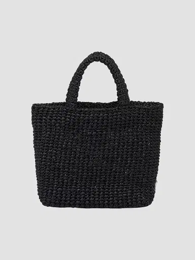Prada Women's Small Raffia Tote Bag - Black | Thumbnail 4 Prada Women's Small Raffia Tote Bag - Black | Thumbnail 4