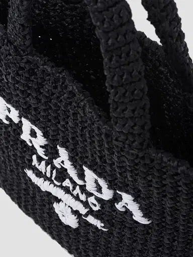 Prada Women's Small Raffia Tote Bag - Black | Thumbnail 6 Prada Women's Small Raffia Tote Bag - Black | Thumbnail 6