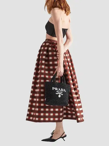 Prada Women's Small Raffia Tote Bag - Black | Thumbnail 7 Prada Women's Small Raffia Tote Bag - Black | Thumbnail 7