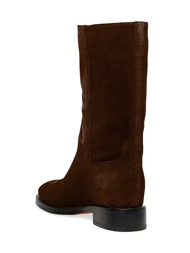 Santoni Women's Suede Mid Calf Boots - Dark Brown | Thumbnail 3