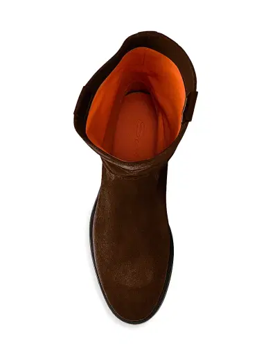 Santoni Women's Suede Mid Calf Boots - Dark Brown | Thumbnail 5