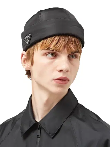 Prada Men's Re-Nylon Beanie - Black - Size Large | Thumbnail 2