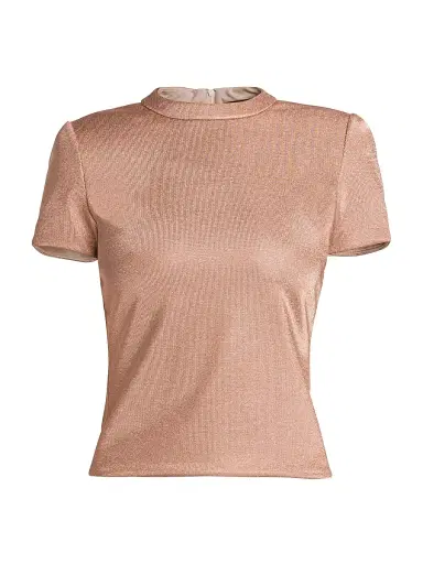 Giorgio Armani Women's Metallic Bonded Jersey T-Shirt - Pink Gold - Size 2 | Thumbnail 1