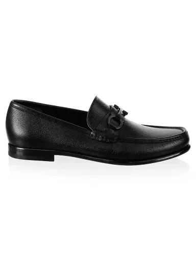 Ferragamo Men's Gancini Crown Bit Leather Loafers - Black - Size 13 | Thumbnail 1 Ferragamo Men's Gancini Crown Bit Leather Loafers - Black - Size 13 | Thumbnail 1
