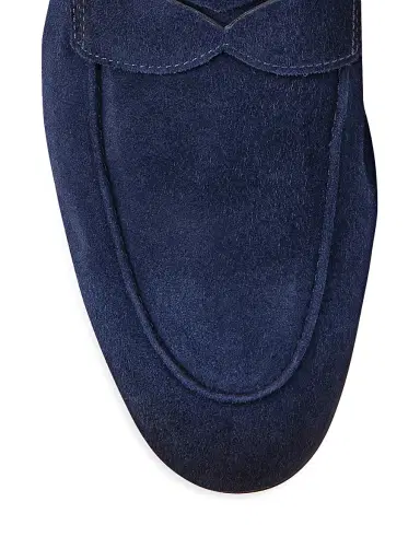 Santoni Men's Carlos Suede Penny Loafers - Blue - Size 11 | Thumbnail 5 Santoni Men's Carlos Suede Penny Loafers - Blue - Size 11 | Thumbnail 5