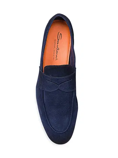 Santoni Men's Carlos Suede Penny Loafers - Blue - Size 11 | Thumbnail 6 Santoni Men's Carlos Suede Penny Loafers - Blue - Size 11 | Thumbnail 6