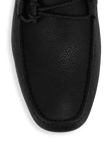 Ferragamo Men's Front Buckle Leather Driver Loafers - Nero - Size 13 | Thumbnail 4