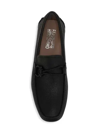Ferragamo Men's Front Buckle Leather Driver Loafers - Nero - Size 13 | Thumbnail 5